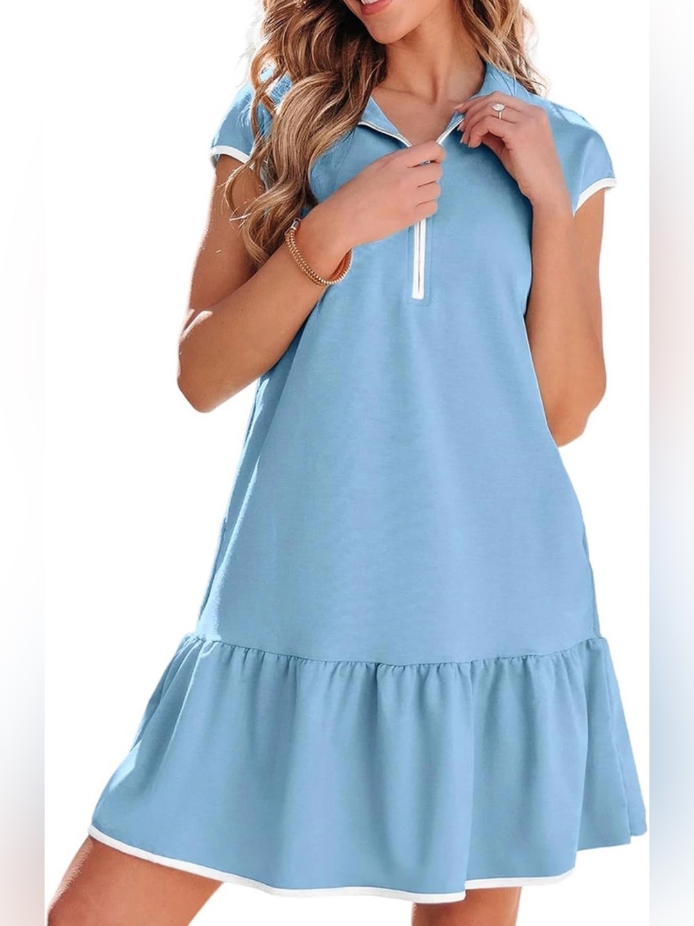 AlvaQ Ruffled Front Zip Sporty Dress